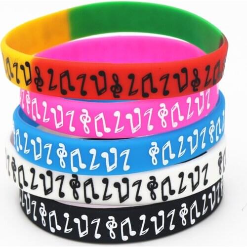 Hot Sale 50PCS Music Note Silicone Wristband for Music Fans Concert Colorful Silicone Bracelets &Bangles Adult Wholesale SH130