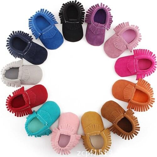 PU Suede Leather Newborn Baby Moccasins Soild Shoes Soft Soled Non-slip Crib First Walker