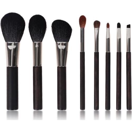 JIELI Makeup Brushes Set 8pcs Goat Hair Red-Wood Handle Luxurious Cosmetics Tool Beauty Make up Tools Eyeshadow/Powder Brush