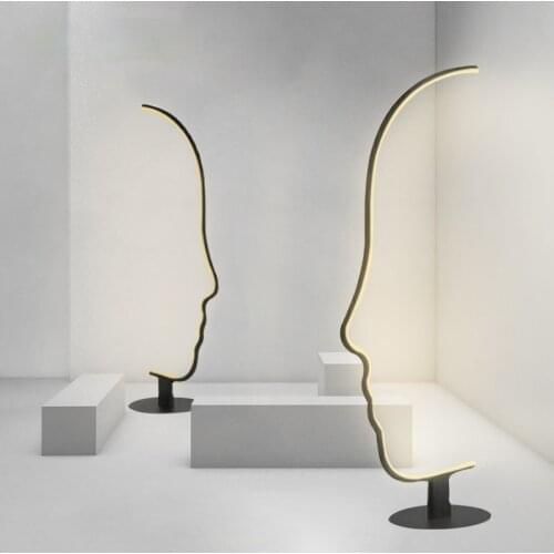 Postmodern Floor Light Human Face LED Standard Lamp Hotel Livingroom Bedroom Black Body Art Design Style Home Floor Lightings