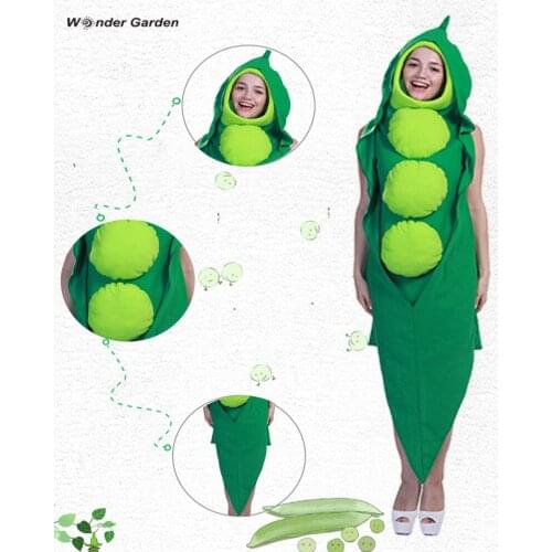 New Green Pea Female Adult Lady Women Teens Girls Hooded Dress Halloween Costume