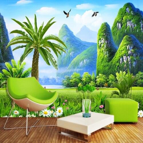 Fresh Chinese Style Landscape Nature Wallpaper Living Room Bedroom Interior Decor 3D Mural Eco-Friendly Moisture-Proof 3D Fresco