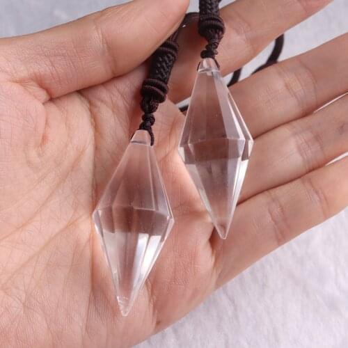Power Crystal Divination Pendulum Energy Jewelry Healing Meditation Point Pendant Necklaces Natural Quartz Stone Jewelry Amulet
