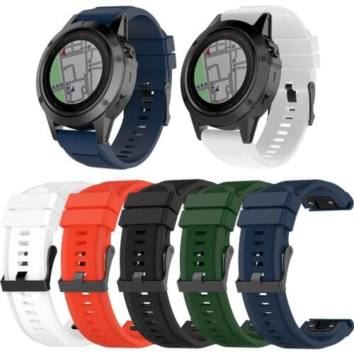 Silicone Watchband Durable Comfortable to Wear Simplicity for Garmin Fenix 6X/5X/5X Plus/3/3 HR 26mm Watch Band Strap