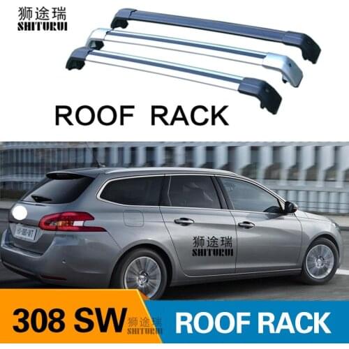 SHITURUI 2Pcs Roof bars For PEUGEOT 308 SW 2007-2019 Aluminum Alloy Side Bars Cross Rails Roof Rack Luggage Carrier