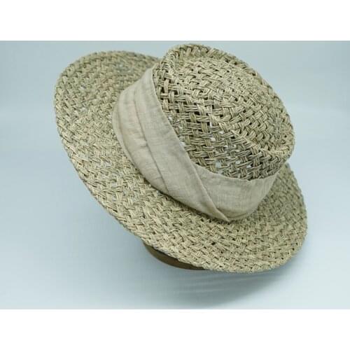 New Summer Sun Hats Women Fashion Girl Sea Straw Hat Ribbon Bow Beach Hat Casual Straw Flat Top Panama Visor Hat Bone Feminino