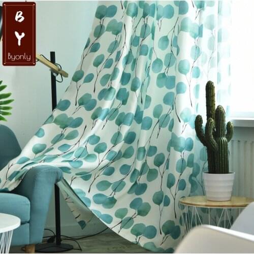 Nordic Curtains for Living diningRoom Bedroom Fresh Leaf Curtain Childrens Room ThickenedCurtain Finished Product Customization