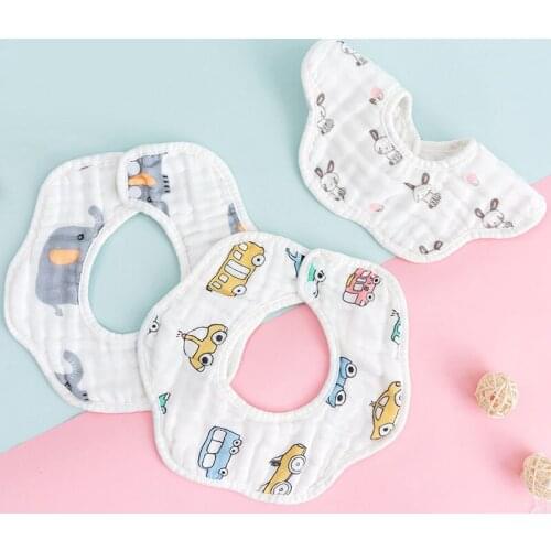 Baby Saliva Towel Simplicity Petal Bib Edging Printing Infant Pure Cotton Multiple Styles Fashion Rotate 360 Degrees Cartoon