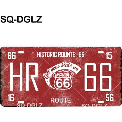 [SQ-DGLZ] Route 66 Plaque Metal Vintage License Plate Bar Pub Decor Tin Sign Plaques Art Poster
