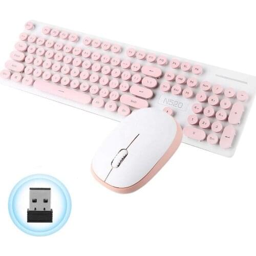 Wireless Keyboard and Mouse Combo 2.4GHz Ultra Thin Ergonomic Keyboard Mouse Set with Round Keys for Laptop, PC, Desktop