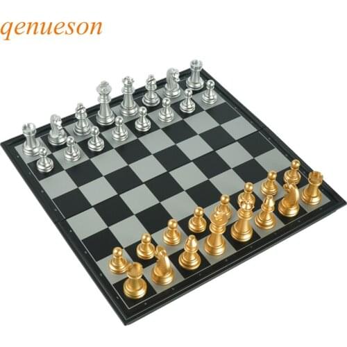 High Quality Chess Game Pieces Chess Magnetic Board Folding Plate Large Gold&Silver Magnetic Reinforcement Board Games qenueson