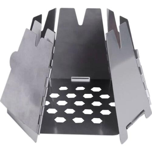 XSXS--Outdoor Camping Stove Mini Folding Hexagon Wood Stove Stainlesss Steel Portable Furnace Cooking Survival Bbq Picnic