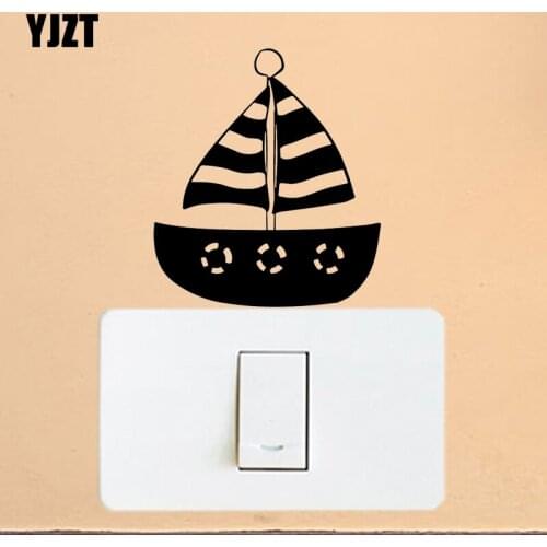 YJZT Creative Cartoon Vinyl Decal Decor Wall Switch Sticker Marine Sailing Boat S19-0972