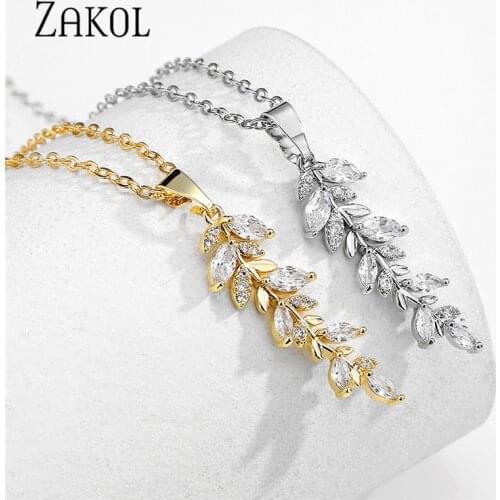 ZAKOL 2021 New Fashion Leaf Shape Pendant Necklace Gold Color Choker Chain Necklaces for Women Christmas Birthday Gifts NP2261