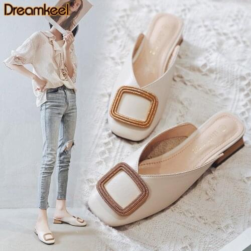 Women Pumps Slippers Designer Slip on Mules Low Heel Casual Shoes British Wooden Block Heels Summer Pumps Footwear Y