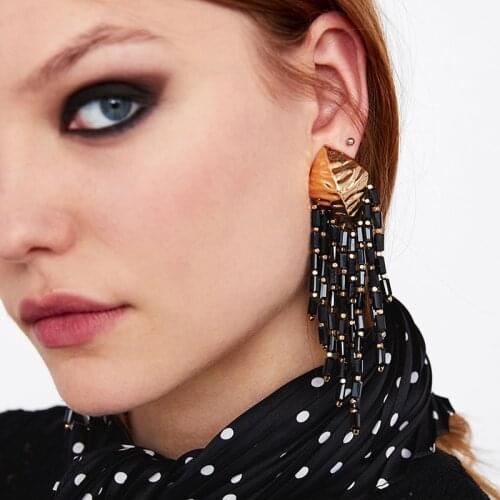 JURAN Hot Sale New Fringed Resin Earrings For Women Wholesale New Arrivals Charm Long Tassel Statement Drop Earrings Jewelry
