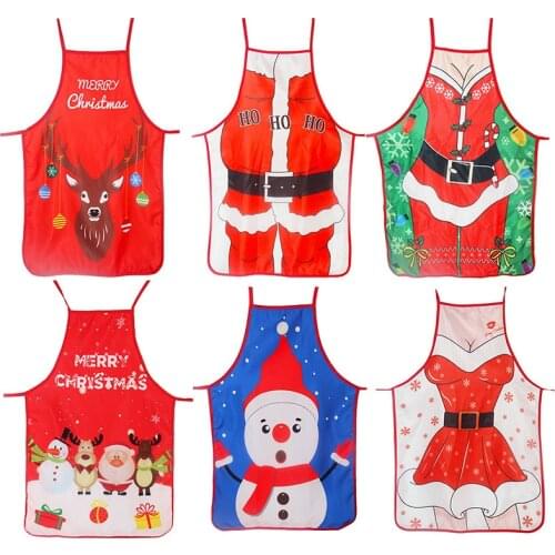 1pcs Red Merry Christmas Apron Christmas Decor for Home Kitchen Baking Cleaning Apron 2022 New Year Navidad Chritmas Gifts