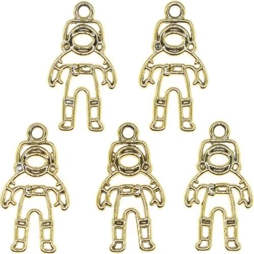 10pcs 14*16mm KC Gold Robot Figure Charm Hollow Glue Blank Pendant Tray Bezel Charms DIY Bracelet Necklace Handmade Bezel Mold