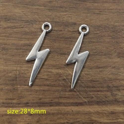 10pcs Lightning Charms Tibetan Silver Plated Pendants Antique Jewelry Making DIY Handmade Craft