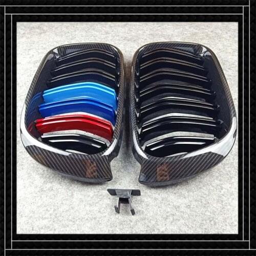 2 Piece for X3 X4 F25 F26 Grill Grille Look Replacement Front Air Intake Grill for Car ABS Material Carbon 2014-2016