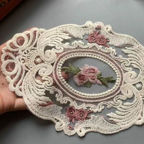 2 pcs Embroidered Flower Mesh Lace Ribbon Applique Trims for Covers Curtain Home Textiles Sewing Strip Ribbon Lace Fabric 23cm