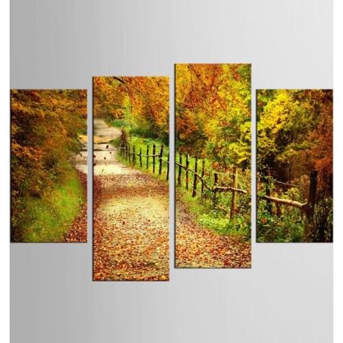 4 sets of autumn forest road landscape canvas painting mural art decoration home decoration canvas XL-FJ204-1