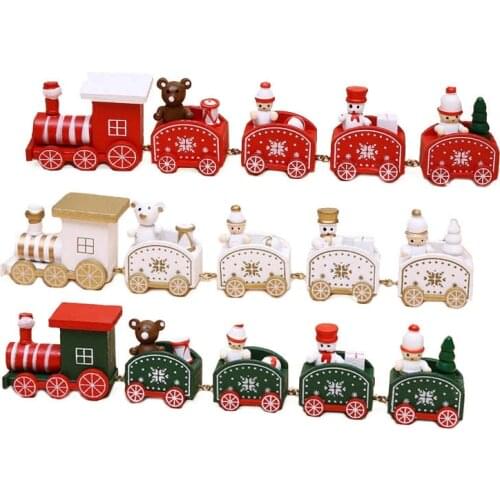 5 Sections 4 Colors Wooden Painted Christmas Train Home Decoration ChildrenS Toys New Year Gifts 2022 New Year Mold Christmas