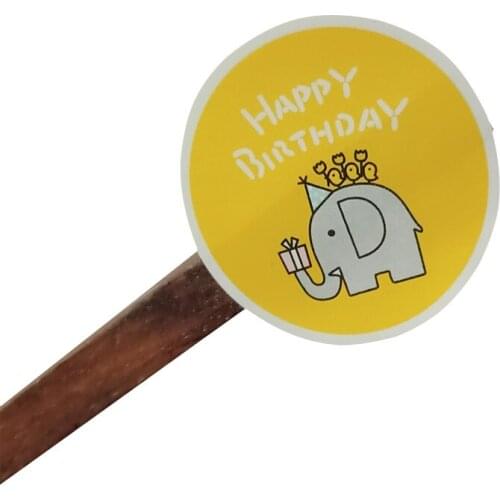 80pcs/lot Kawaii Cartoon Elephant "Happy Birthday"paper Seal Sticker Gifts Decorative Package Label Sealing Sticky