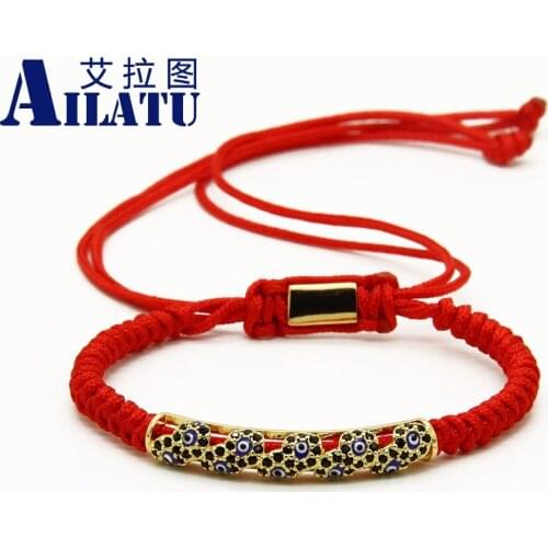 Ailatu Powerful Jewelry Micro Pave Cz Oil Eye Tube Macrame Bracelet Best Gift for Lover