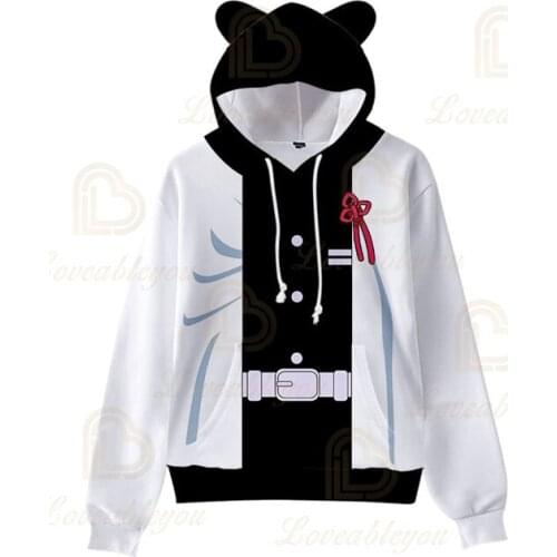 Anime Demon Slayer Cosplay Male Hoodies for Kids Hooded Pullover Cat Ear Hooded Spring Hoody Jacket for Halloween Party