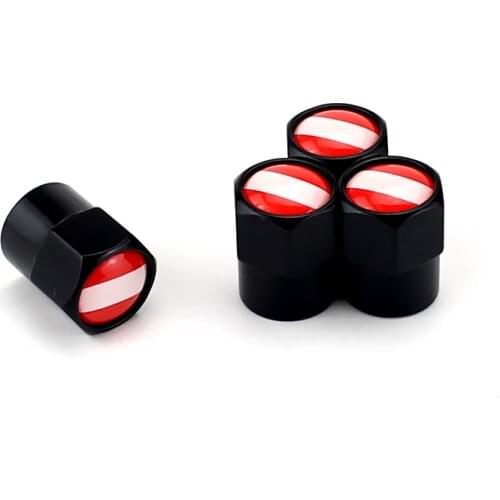 Car Wheel Tire Stem Valve Caps Covers For Austria Flag Logo For Mercedes Fiat Volvo Tesla Peugeot Mitsubishi Jaguar Cadillac