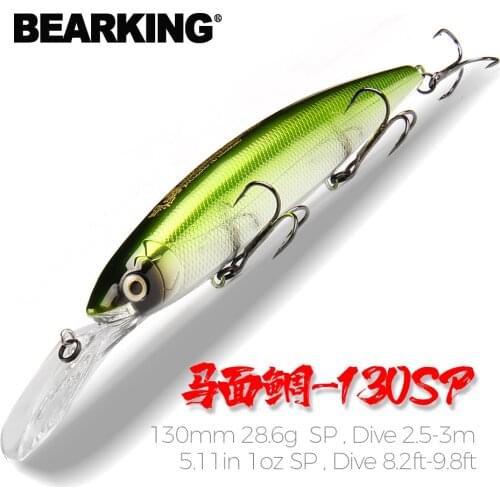 Bearking 130mm 28.6g professional quality fishing lures hard bait dive 2.5-3m quality wobblers minnow Artificial Bait Tackle