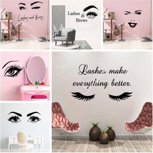 Free shipping Eyelash Wall Stickers Modern Fashion Wall Sticker Decor Living Room Bedroom Removable Wall Art Decal