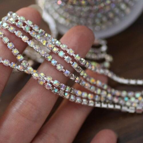 Glitter AB Rhinestone Cup Chain Crystal Strass Glass Stone Sew On Rhinestones For Clothes Diamond jewelry Crafts DIY jewelry