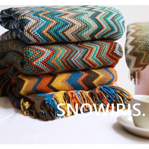Bohemian Woolen Blanket Blanket Spring and Autumn Air Conditioning Nap Blanket B & B Bed Thick Sofa Blanket