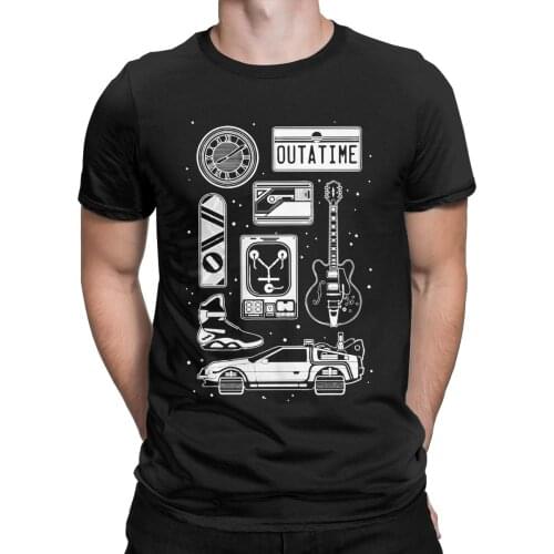 BTTF Icon Set T Shirt Men Cotton T-Shirt Back to the Future Delorean Time Travel Movie Tee Shirt Short Sleeve Tops Plus Size