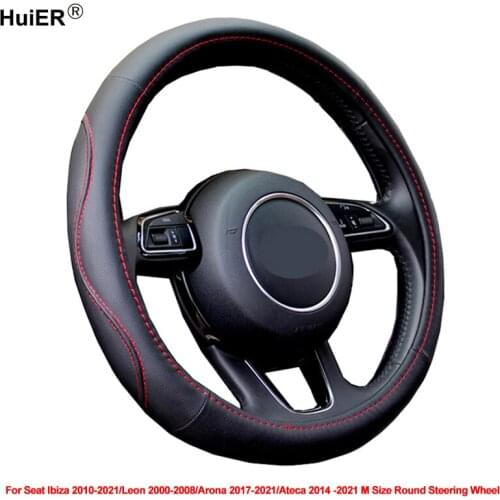 Car Steering Wheel Cover Wrap For Seat Ibiza 2010 - 2021 Leon 2000 - 2008 Seat Ateca 2014 - 2021 Arona 2017 - 2021 M Size Round