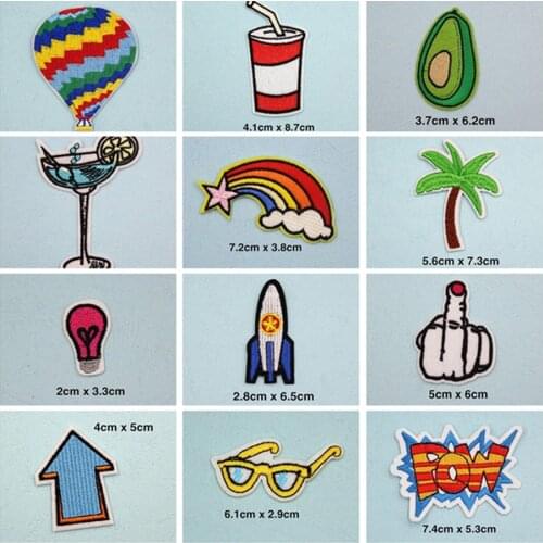 Tree Rainbow Fruit Patches Cap Shoe Iron On Embroidered Appliques DIY Apparel Accessories Patch For Clothing Fabric Badges BU8