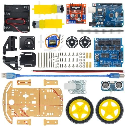 New Avoidance tracking Motor Smart Robot Car Chassis Kit Speed Encoder Battery Box 2WD Ultrasonic module For Arduino kit DIY