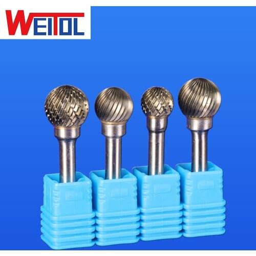 WeiTol type D 6 MM Shank Tungsten Carbide Milling Cutter Rotary Tool Burr Double Diamond Cut Dremel Tools Electric Grinding