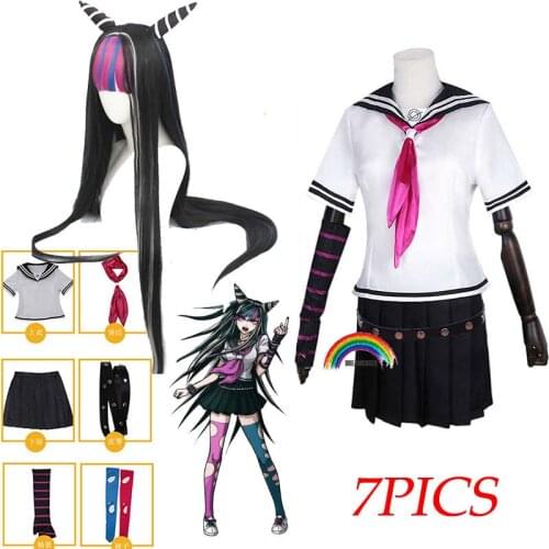 Anime Super DanganRonpa Ibuki Mioda Cosplay Costume Dress Uniform Suit Halloween Carnival Party Costumes Wigs Skirt Full Set