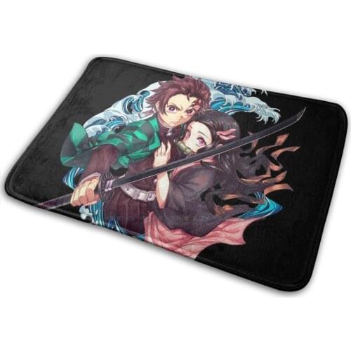 Kimetsu No Yaiba Mat Rug Carpet Anti-Slip Bedroom Entrance Door Mat Sleeve Anime Kimetsu Yaiba Demon Hunter Swordsman Breath