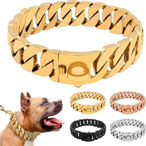 Metal Stainless Steel Dog Collar Steel Chain Martingale High-end Show Collar Bully Dogs Doberman Safety for Medium Large Dog