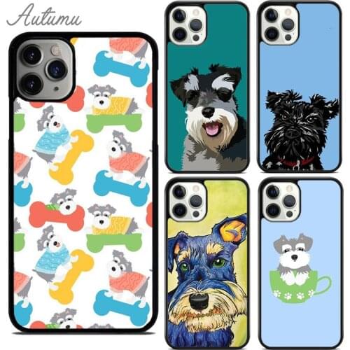 Cute Pet Dog Miniature Schnauzer Phone Case for iPhone 11 12 Pro Max mini X XR XS SE 2020 5 6S 7 8 Plus Galaxy S8 S9 S10 Cover