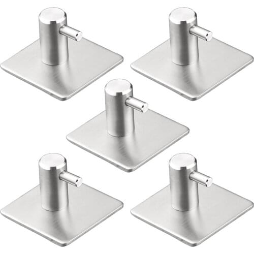 5PCS Removable Self-Adhesive Wall Hook Stainless Steel Towel Hook Without Drilling home decoration accessories bathroom storage