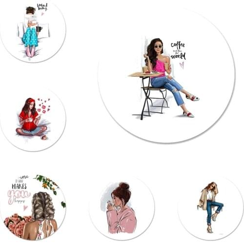 58mm Fashion Work Hard Girl Icons Pins Badge Decoration Brooches Metal Badges For Backpack Decoration