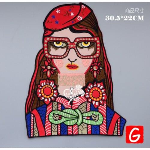 GUGUTREE embroidery big girl belle patch animal patches badges applique patches for clothing DX-117
