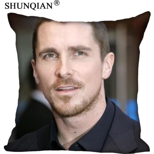 Custom Pillowcase Christian Bale Square Zipper Pillow Cover 35X35,45X45,60X60cm(Two Sides) Print Your Pictures Pillow Cases