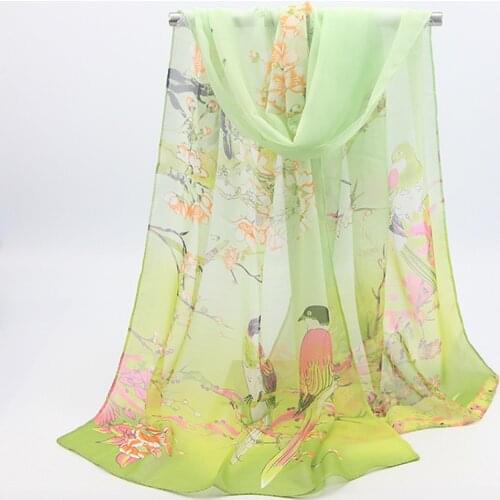 New Spring/summer Women Floral Printing Beach Silk Scarf Shawls Female Long Wraps Beach Sunscreen Chiffon Hijab