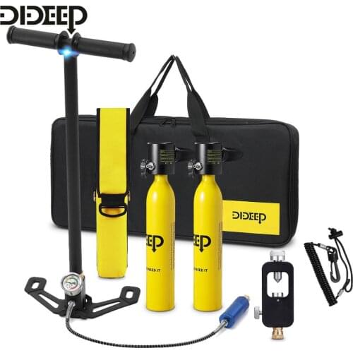 DIDEEP Diving Equipment 0.5L Mini Scuba Diving Tank Set Oxygen Cylinder Respirator Air Tank Hand Pump for Snorkeling Underwater